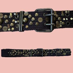 Unbranded women's belt features a dark brown woven fabric strap